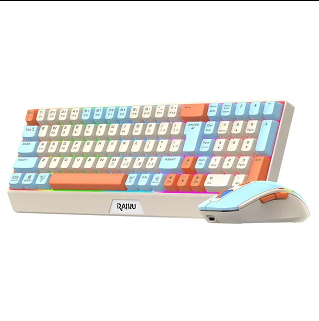 CSD01WGKBR908RGB Wireless Keyboard and Mouse Combo, Wireless Keyboard and Adjustable DPI Mouse, 2.4GHz USB Receiver, Wireless Keyboard and Mouse for PC, Windows, Desktop, Laptop,Multicolor