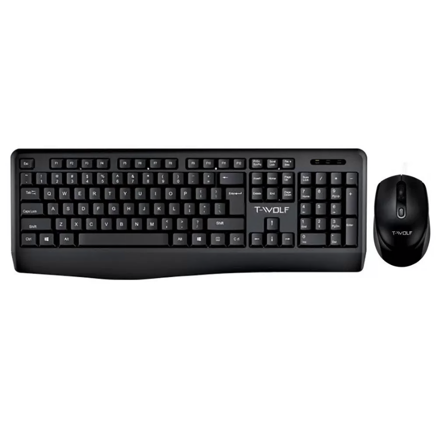 CSD01WKBTF100BK Wireless Keyboard and Mouse Combo, Full-Sized 2.4GHz Wireless Keyboard with Comfortable Palm Rest and Optical Wireless Mouse for Windows, Mac OS PC/Desktops/Computer/Laptops (Black)