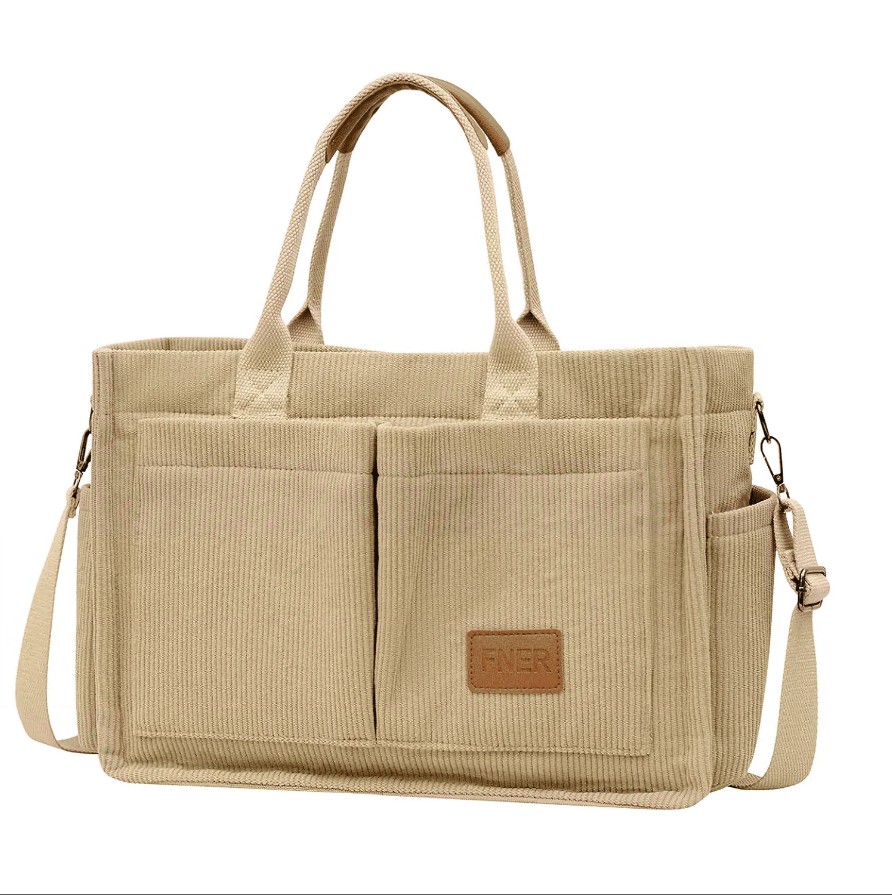CSD02CTTB0000KALarge Canvas Tote Bag for Women, Travel Duffel Bag, Crossbody Work Book Bible Messenger Purse Bag Handbag w/2 Side Pockets/Wet Pocket, Value Gift for Women or Girls, Khaki
