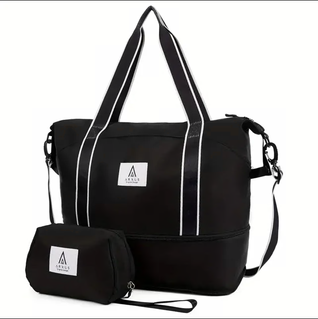 CSD02EPTB0000BKTravel Duffel Bag, Expandable Shoulder Weekender Overnight Bag for Women Sports Gym Bag,Black