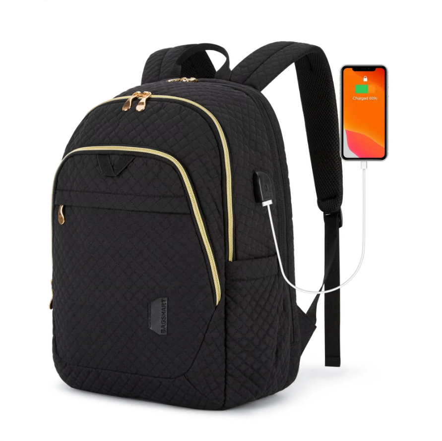 CSD02LPBKB680BK Laptop Backpack Purses for Women,Nurse Teacher College Work Study Commuter Bag with 15.6 inch Laptop Compartment,Lightweight Travel Casual Daypacks With USB Port