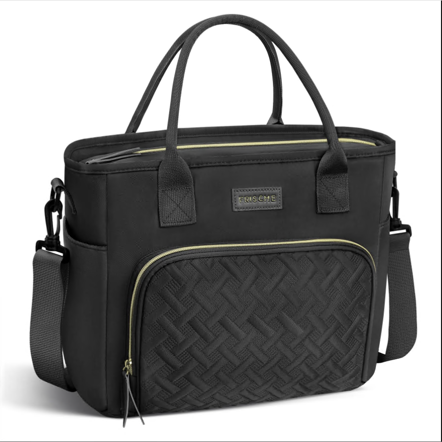 CSD01LBIB0000BK CshidWorld Insulated Lunch Bag for Men & Women - 11L Large Capacity Lunch Box for Work,Office ,Picnic, Hiking, Beach, Thermal Cooler Tote w/ Adjustable Strap, Pockets, Classic Plaid Design, Black