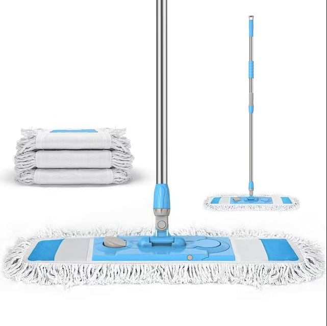 CSD02HFMF0000PP Microfiber Floor Mop for Dry and Wet Floor Cleaning, Dust Mops for Floors with 3 Washable Mop Pads Cloth, Multifunctional Flat Mop with Adjustable Handle for Hardwood, Marble, Tile Floor Mopping