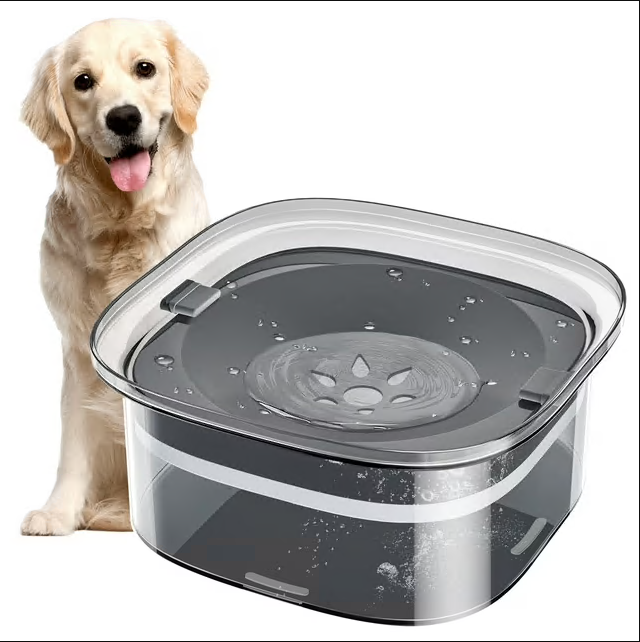 CSD01PDWB0000GY 70oz/2L Dog Water Bowl, Dog Bowl No Spill Large Capacity Slow Water Feeder, Spill Proof Pet Water Dispenser Vehicle/Outdoor/Indoor Drinking Water Bowl for Dogs and Cats