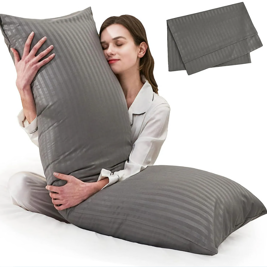 CSD01BPFA0000GY Large Body Pillow Insert- Breathable Full Body Pillow for Side Sleeper - Soft Long Bed Pillow for Adults,Gray