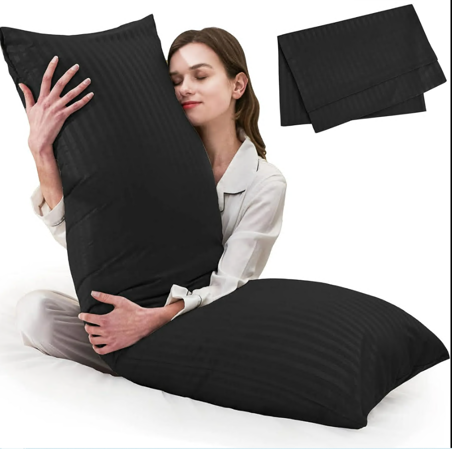 CSD01BPFA0000BK Large Body Pillow Insert- Breathable Full Body Pillow for Side Sleeper - Soft Long Bed Pillow for Adults,Black