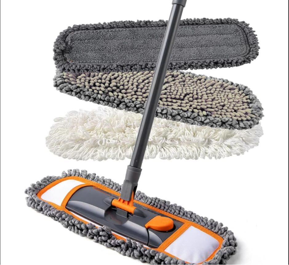 CSD01HFMF0000OG Mops for Floor Cleaning with 3 Different Washable Mop Pads and Extendable 55â Long Handle, Multifunction Dust Mop for Hardwood,Marble,Tile Floor Mopping, purple