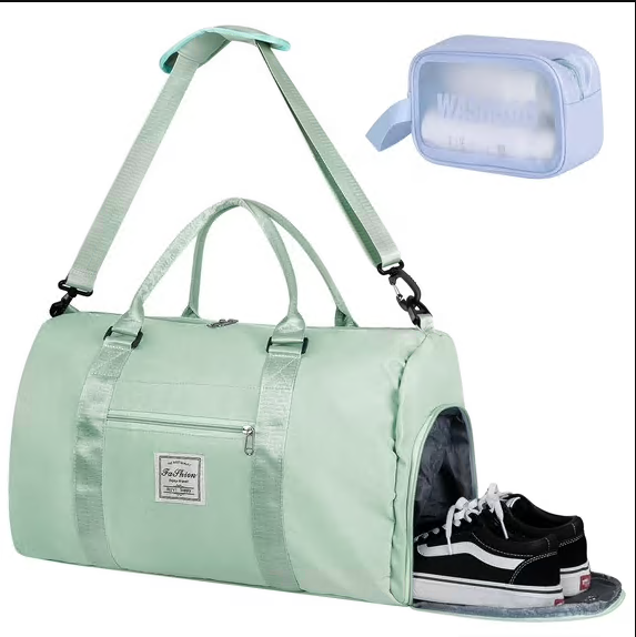 CSD02TDGB2039GN Travel Duffle Bag for Women, Weekend Bag with Shoes Compartment and Wet Pocket, Overnight Bag Carry on Bag with Toiletry Bag Waterproof & Tear Resistant, Green