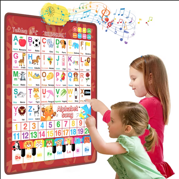 CSD01WEAP0000GNElectronic Alphabet Wall Chart, Toddler Learning Toys, Educational Toys ABC&123 Preschool Poster, Alphabet Baby Learning Toys, Toys for Ages 2-6, Green