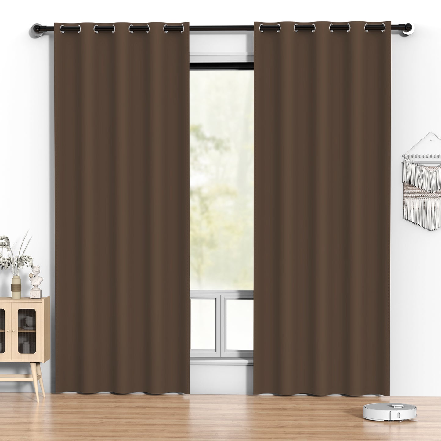 Brown Blackout Curtains 52 x 84 inch, Thermal Insulated Black Curtains Set of 2 Panels, Noise Reduce Room Darkening Drapes for Bedroom, Living Room, Privacy Protection & Energy Saving