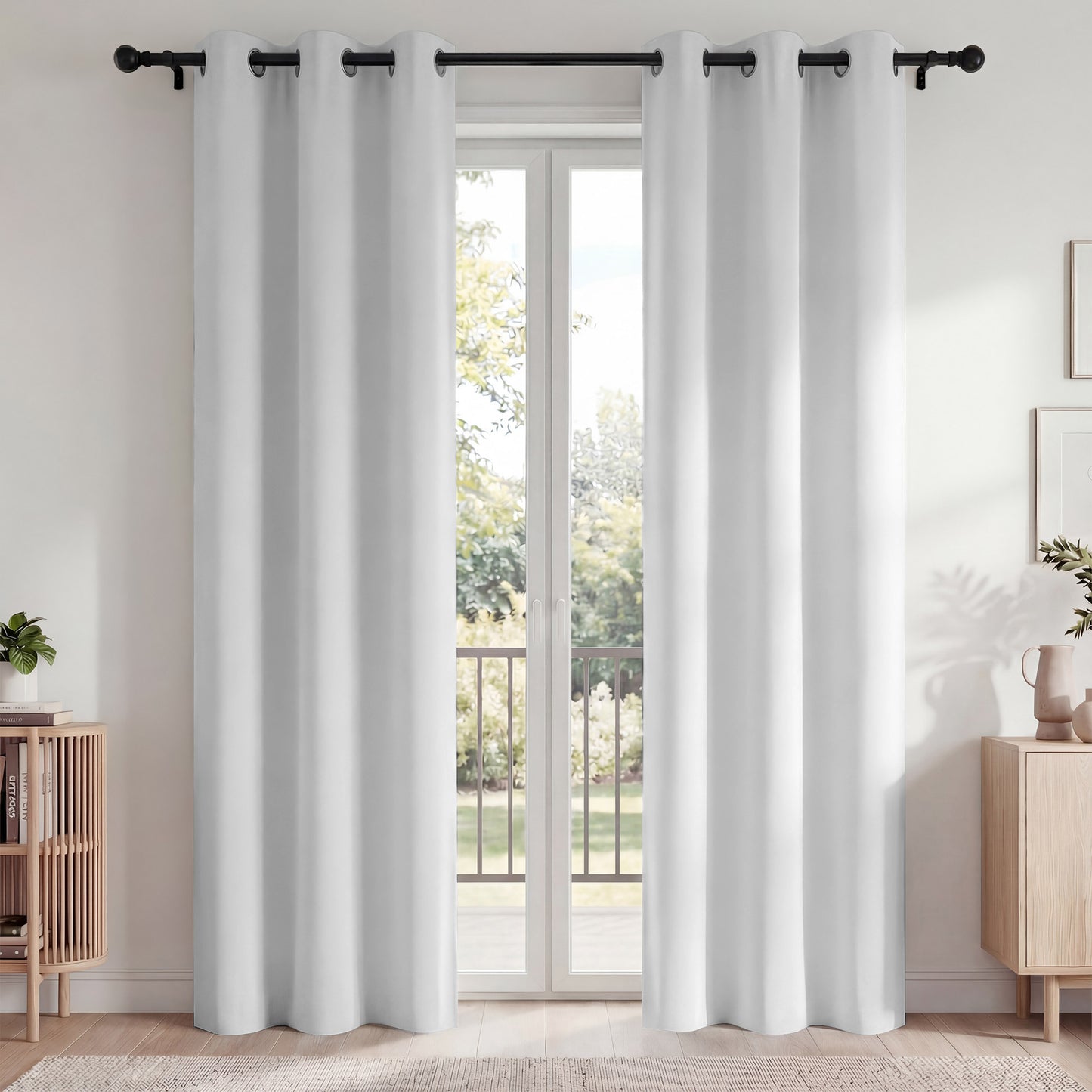 Blackout Curtains, Blackout Curtains Set of 2 for Bedroom Living Room 42x84 in, Thermal Insulated Room Darkening Drapes with Grommet Top, Noise Reduction & Light Blocking, White