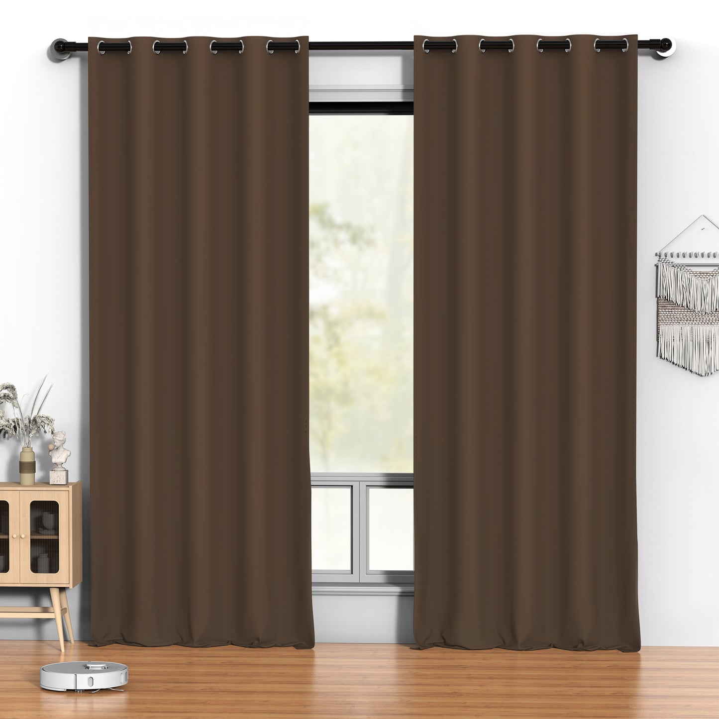 Brown Blackout Curtains 52 x 96 inch, Thermal Insulated Black Curtains Set of 2 Panels, Noise Reduce Room Darkening Drapes for Bedroom, Living Room, Privacy Protection & Energy Saving
