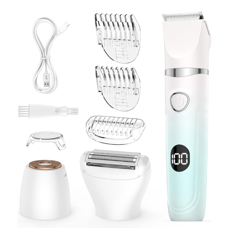Electric Razor for Women, 4 in 1 Bikini Trimmer Wet & Dry Body Razors and Facial Hair Remover