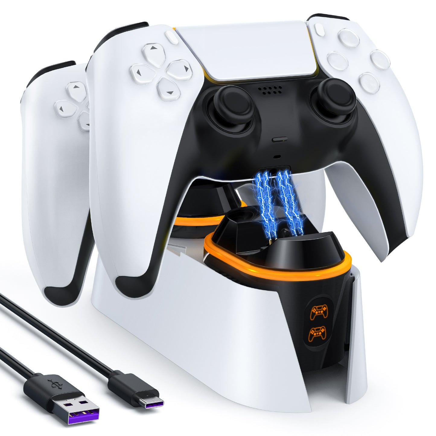 CSD02PSCC0000WT PS5 Dual Controller Charging Dock for Playstation 5 Dualsense Controller, Fast Charging Cable(White)