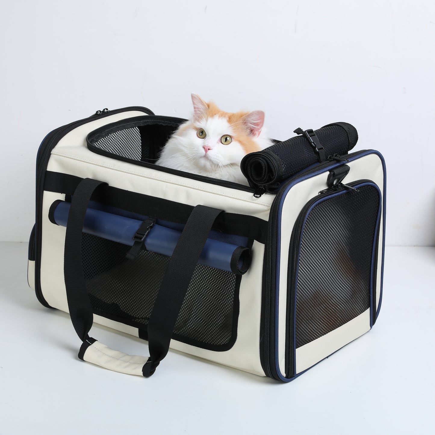CSD01MPCB0000PNK Cat Carrier Airline Approved, PetTravel Carrier for Large and Medium Cats up 25 lbs,Blue