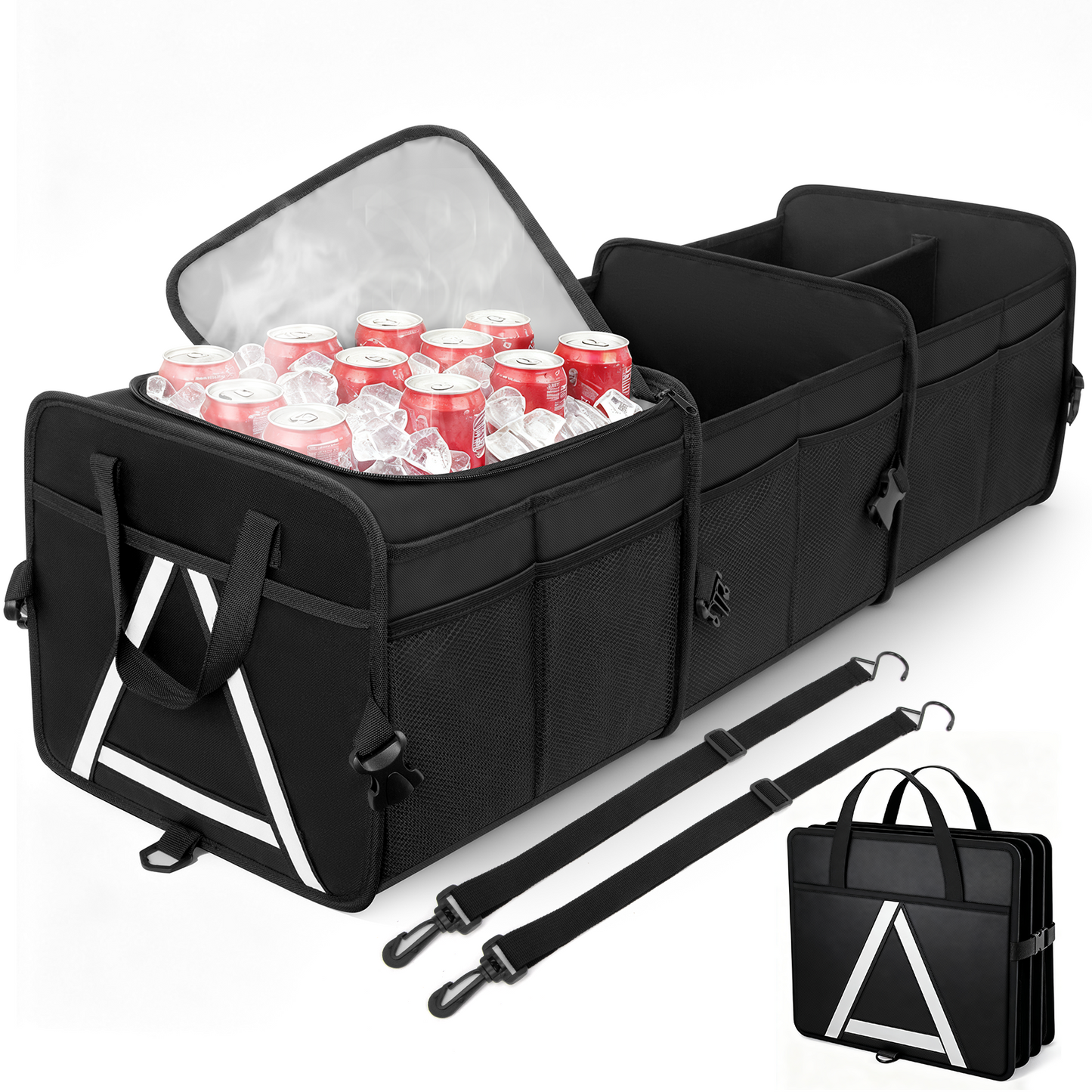 CSD01CTOZ0110BL Cshidworld Car Trunk Organizer - 110L Car Storage Organizer with Built-In Leakproof Car Cooler, Collapsible Trunk Cargo Organizer for Car, SUV, Sedan, with 3 Base Panel