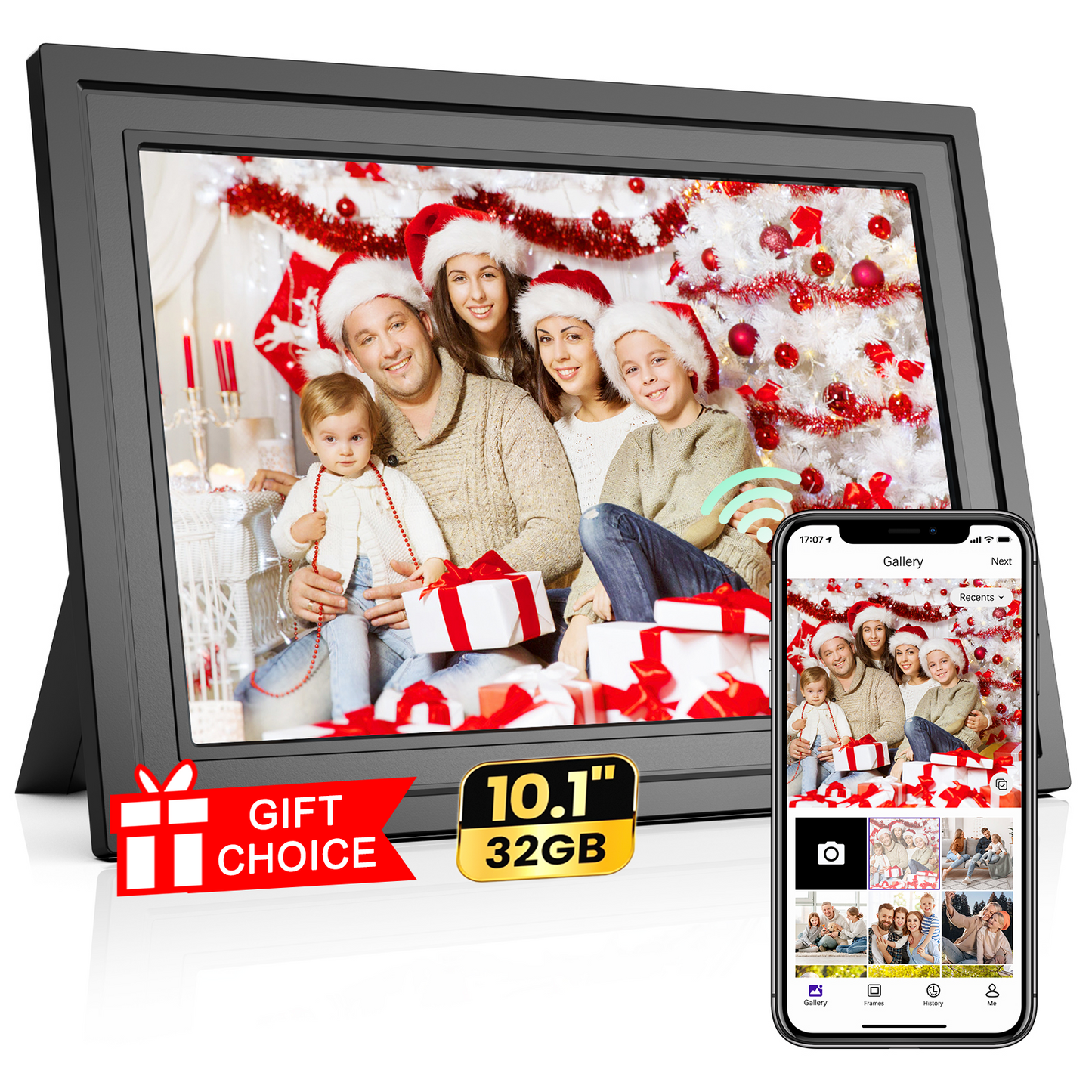 CSD01DPFM0000BL Digital Picture Frame - Uhale WiFi 10.1 inch IPS Touch Screen Digital Photo Frame Display for Gifting, 32GB Storage Support 64G TF Card, Auto-Rotate, Share Photos Via Uhale App from Anywhere