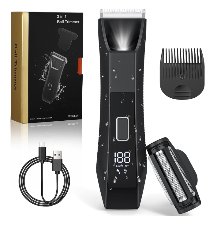 Body Hair Trimmer for Men, IPX7 Waterproof Pubic and Groin Hair Trimmer