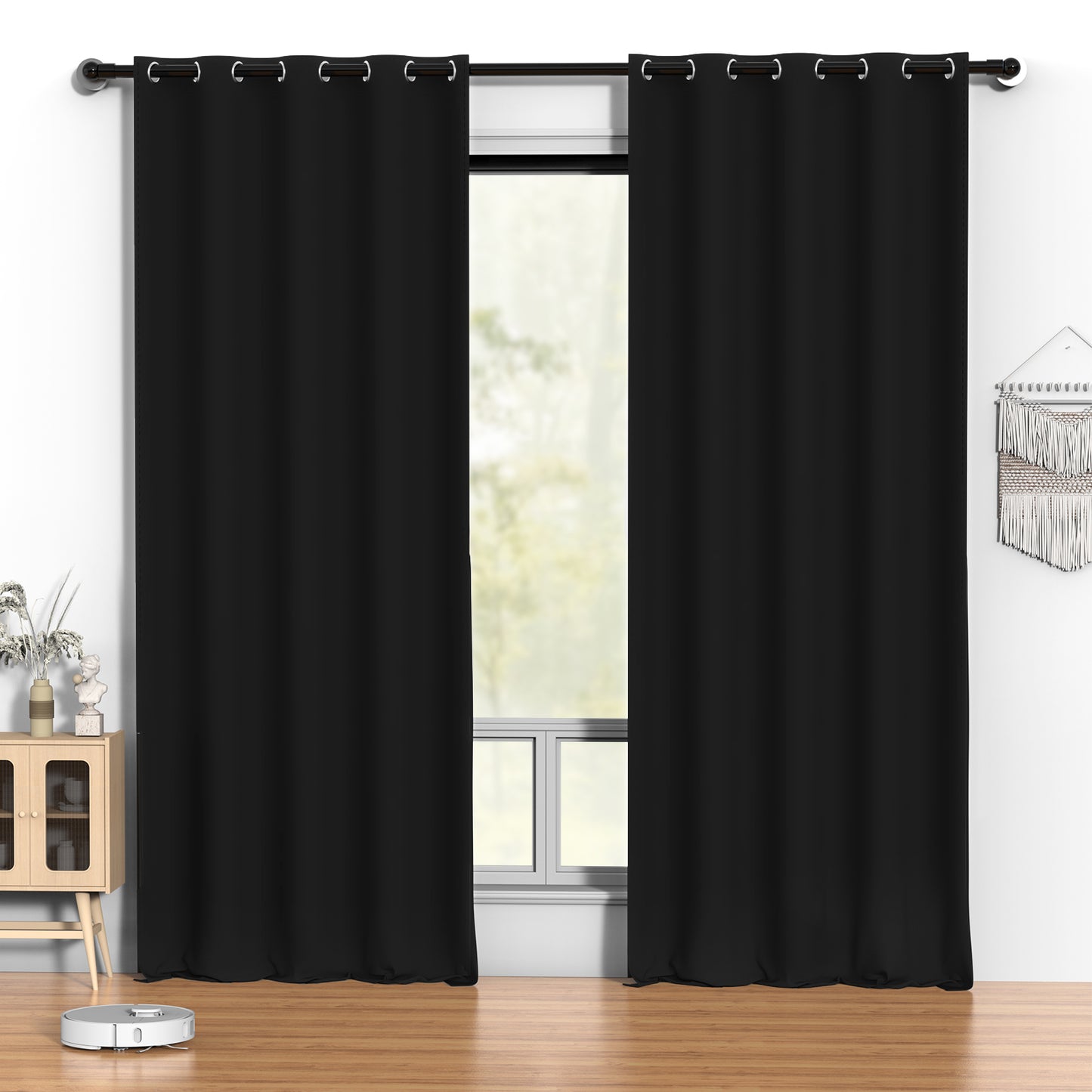 Blackout Curtains 52 x 96 inch, Thermal Insulated Black Curtains Set of 2 Panels, Noise Reduce & Room Darkening Drapes for Bedroom, Living Room, Privacy Protection & Energy Saving Curtains