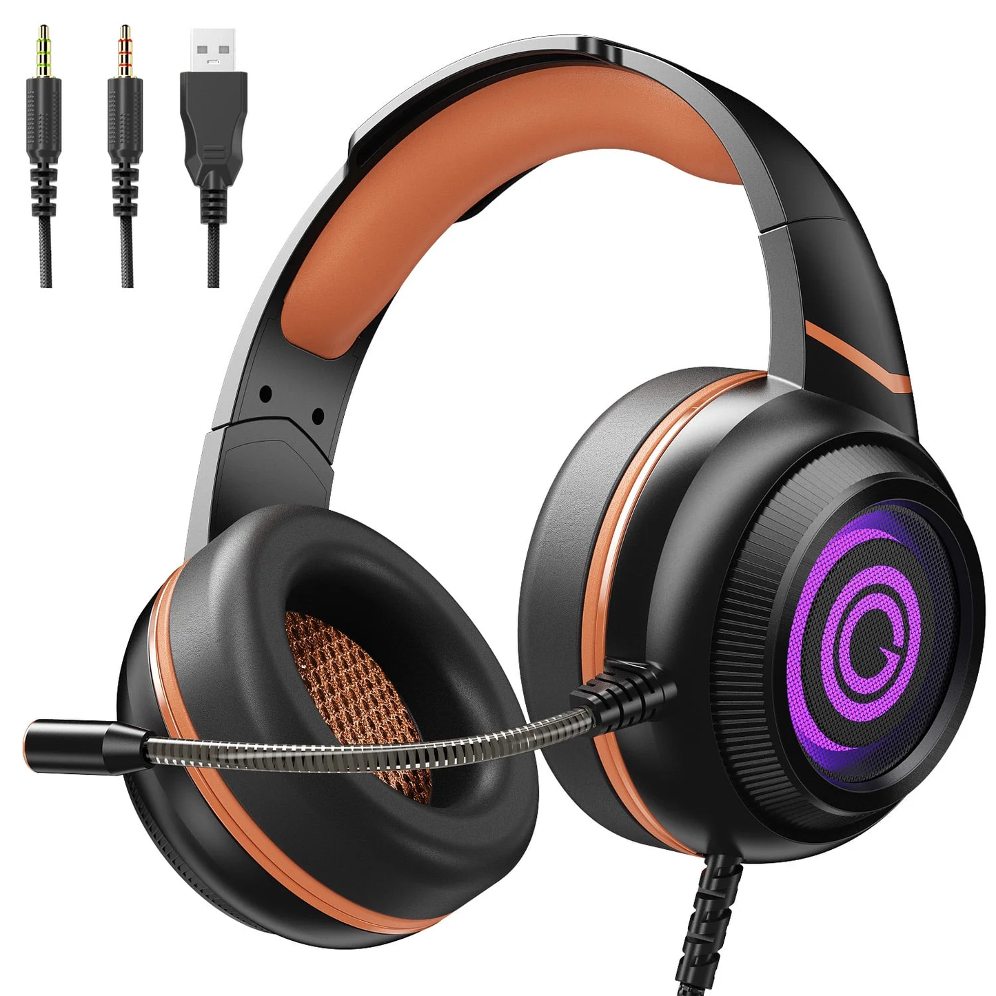 Gaming Headsets, Headphones for Ps4, Ps5, Xbox Headset with 7.1 Surround Sound, Wired Gaming Headphones with Noise Cancelling Mic RGB Light, Over Ear Headphones for Xbox Series X/S, Switch