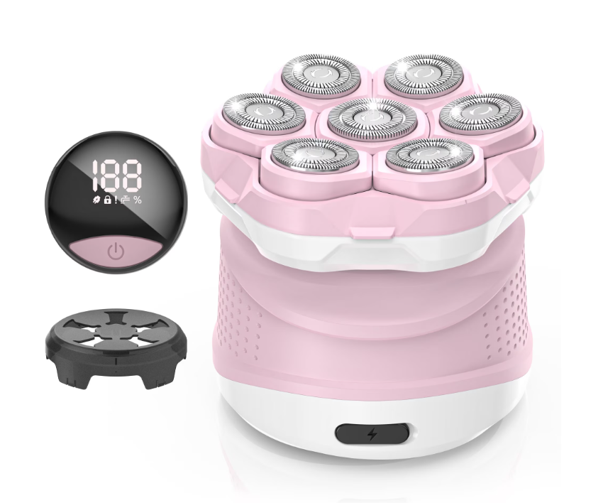 Electric Razors for Women, 7D Electric Shaver for Women, IPX6 Waterproof with Fast Charge, LED Display, Magnetic Heads, Pink