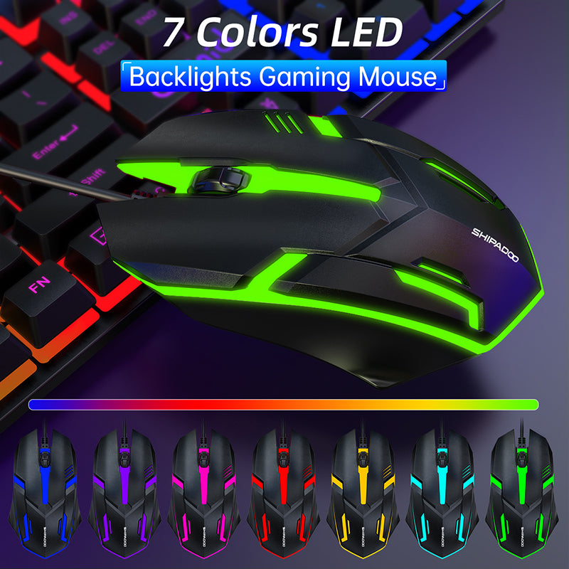 Wired Gaming Keyboard & Mouse Combo, RGB Backlit Mechanical Feel Gaming Keyboard Mouse W/ Multimedia Keys, Anti-ghosting Keys, Spill-Resistant for Windows PC Gamers Desktop Computer Laptop