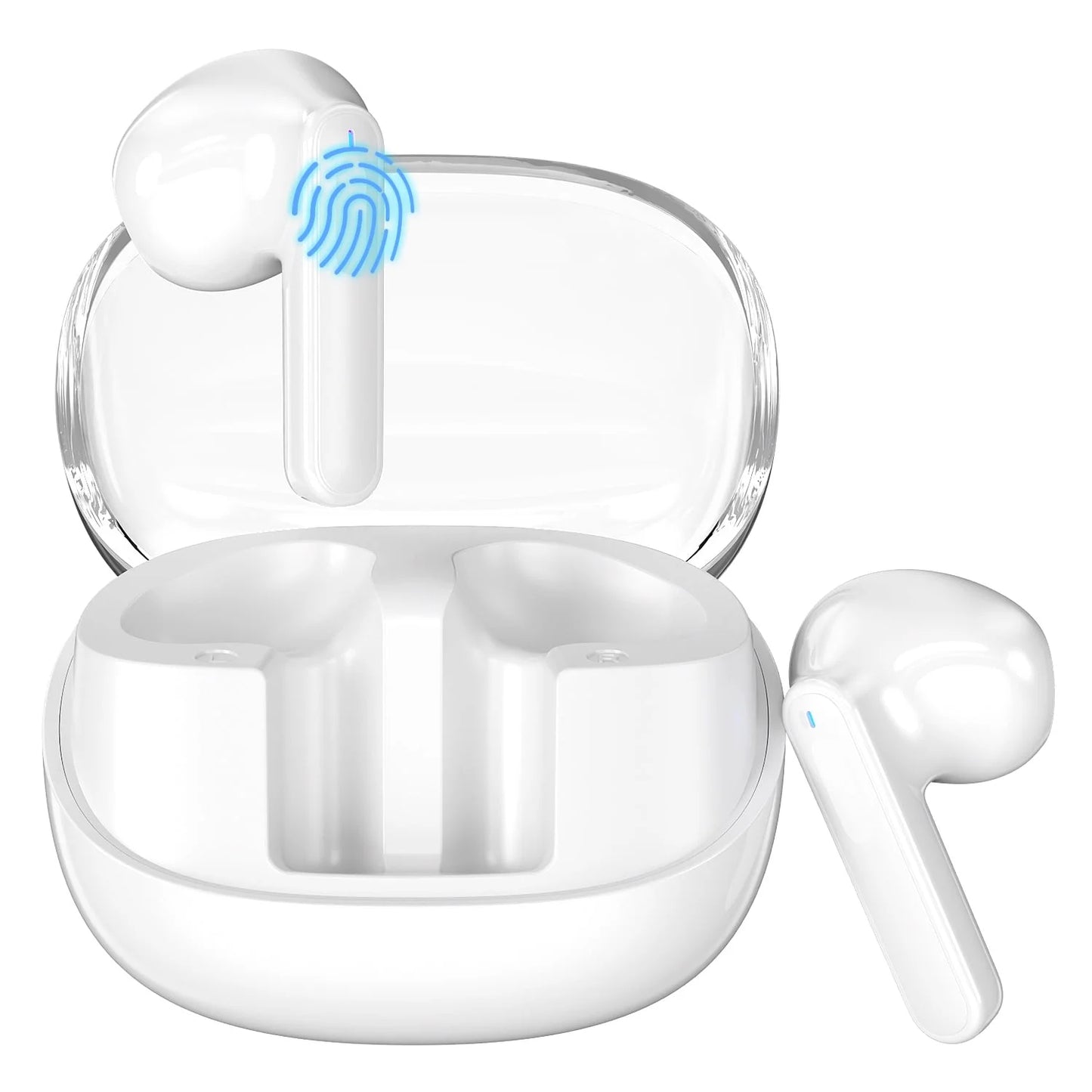 Wireless Earbuds, Bluetooth 5.3 Headphones Stereo Earphones 24Hrs Playtime, IPX7 Waterproof Earphones, Bluetooth Earbud with Touch Control for Android iOS,White CSDBL01W