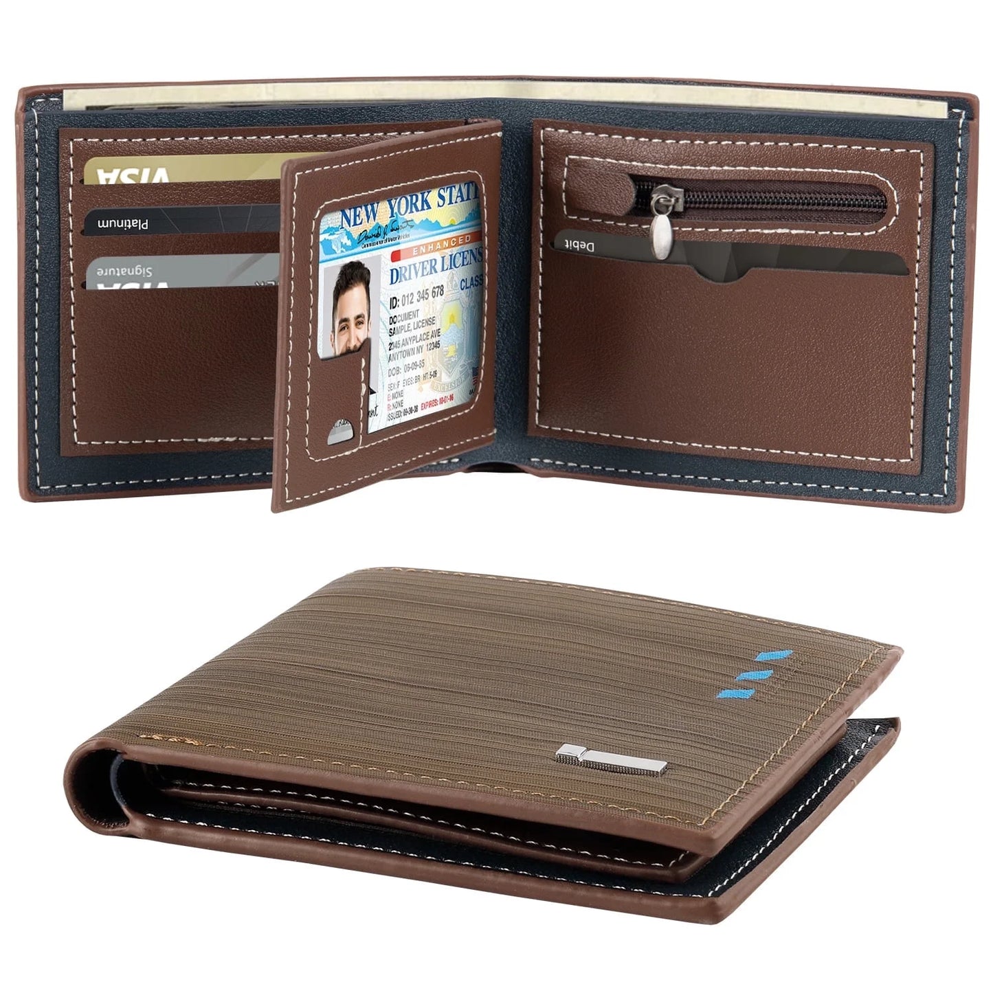 CSD01WFM00000BNRFID Men’s Wallets, Stylish Bifold Wallets with 7 Credit Credit Cards 1 ID Window, Slim Minimalist Front Wallet/Credit Card Holder, Great Gift For Men