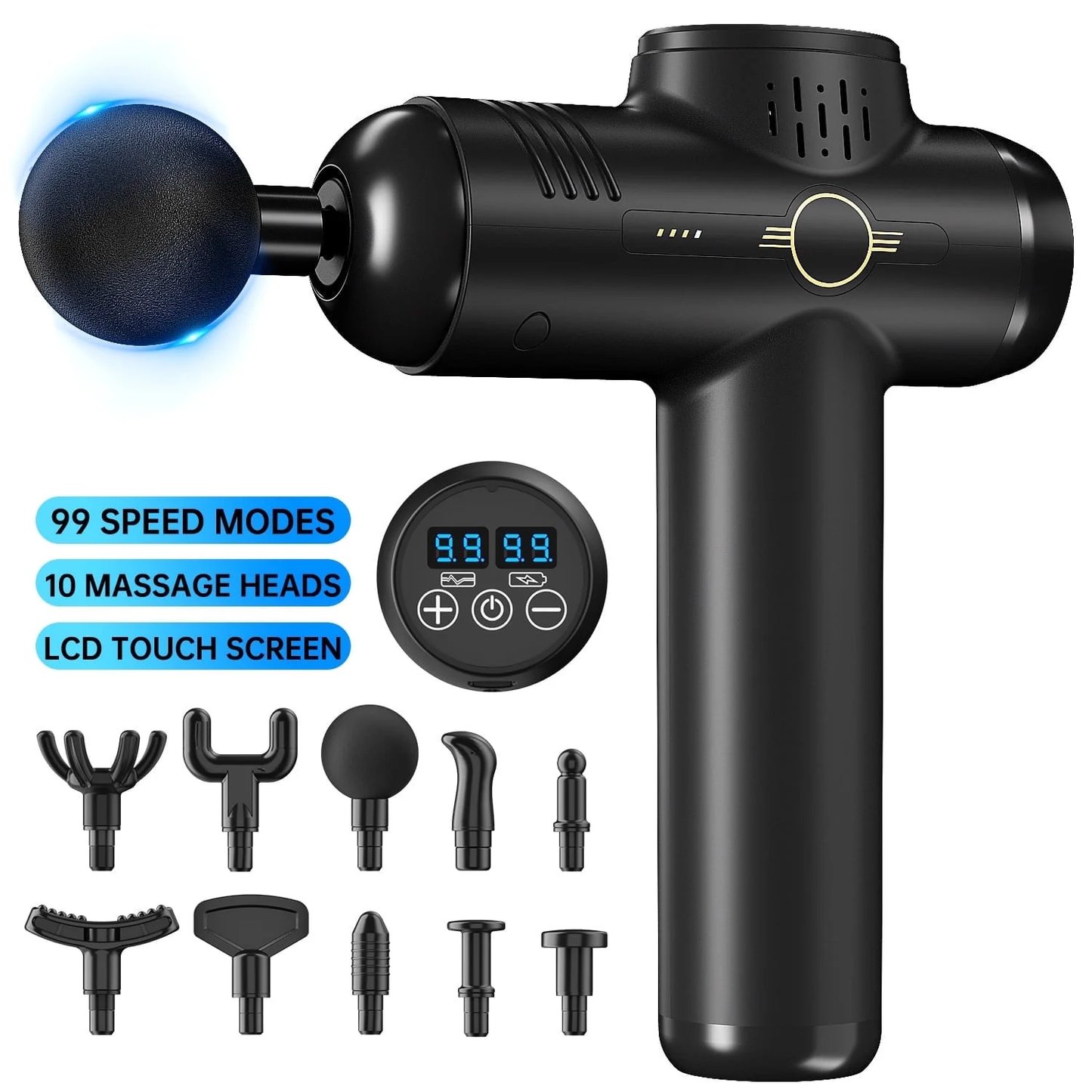 CSDMG01A Muscle Massage Gun Handheld Deep Tissue Massage Electric Quiet Portable Massaging Gun 99 Speed Adjustable Professional Percussion Fascia Gun for Sore Muscle and Stiffness