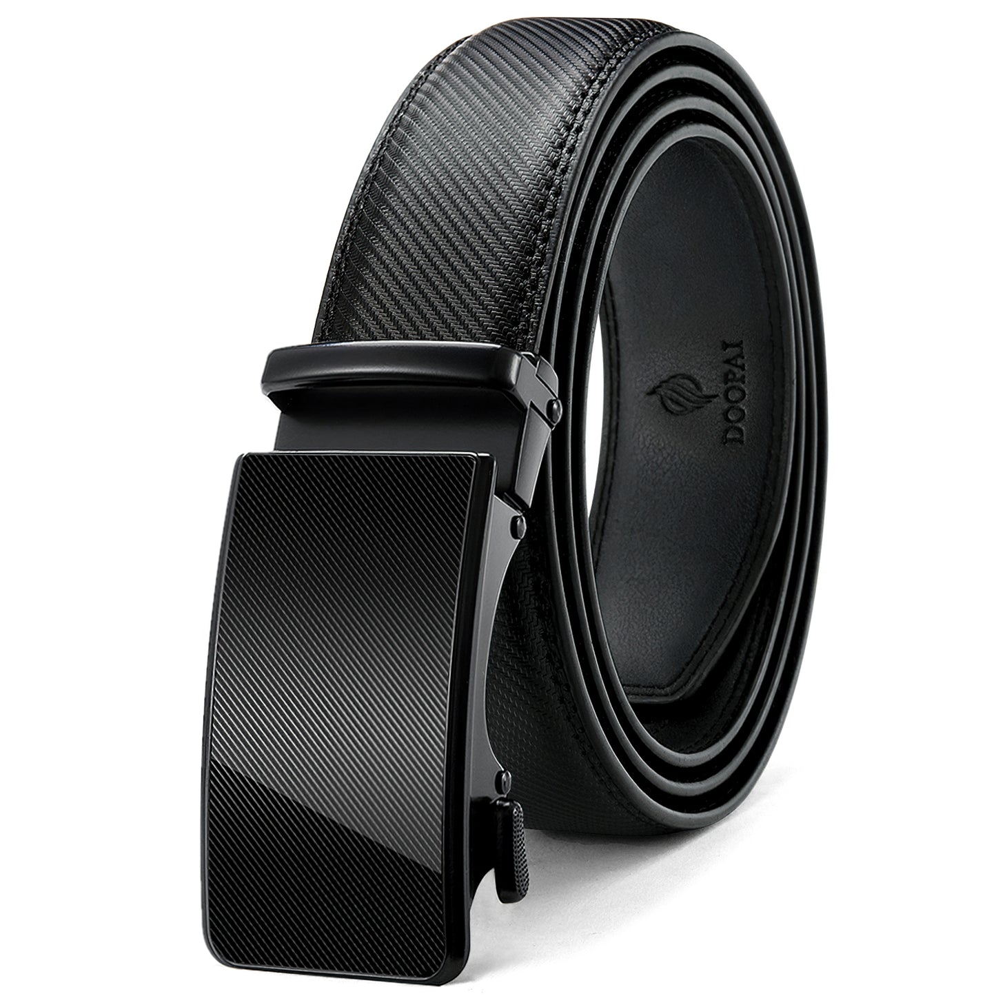 Belt for Men, Men's Leather Belt Automatic Ratchet Buckle Slide, Mens Belt for Dress Casual Jeans Shorts, Trim to Fit with Elegant Gift Box(35mm)