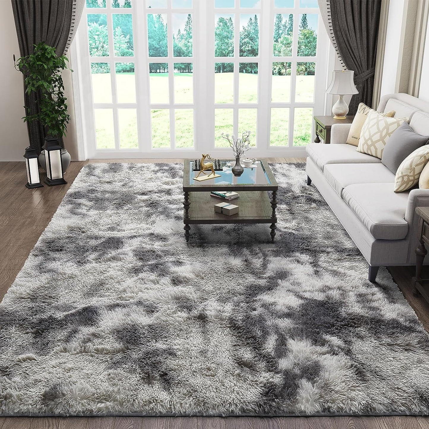 CSD01CSAR0609SRG Area Rugs for Living Room Bedroom, 6x9 Ultra Soft Comfy Fluffy Thickened Memory-Foam Indoor Carpets, Modern Minimalist Carpet for Teen Adults Apartment Bedroom Home Decor
