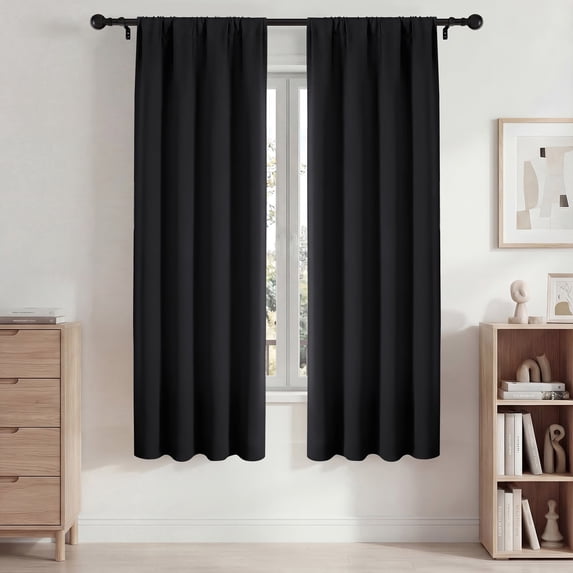 Blackout Curtains, 42x72in Blackout Curtains Set of 2, Room Darkening Rod Pocket Drapes for Bedroom Living Room, Thermal Insulated & Noise Reduction Window Curtains