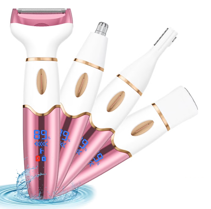 4 in 1 Women Electric Shaver Rechargeable Waterproof Razor Painless Epilator Body Hair Remover Nose Hair Beard Bikini Trimmer
