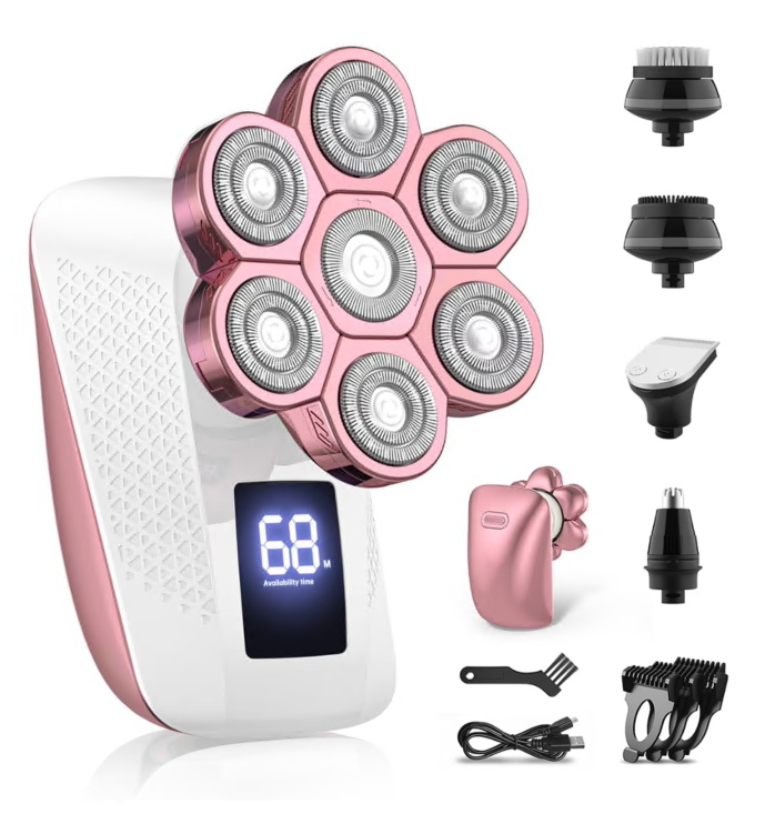 Electric Razors for Women, 7D Rotary Painless Shaver for Legs Bikini Facial Hair Removal, Body Wet/Dry Razor Water Resistant Grooming Kit, Cordless Women Trimmer for Lady Grooming