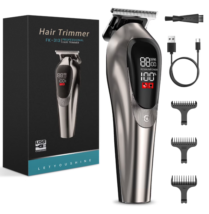 Professional Hair Clippers for Men, Low Noise Hair Cutting Kit, LED Display, Gifts for Men, Cordless Clippers and Trimmers Set