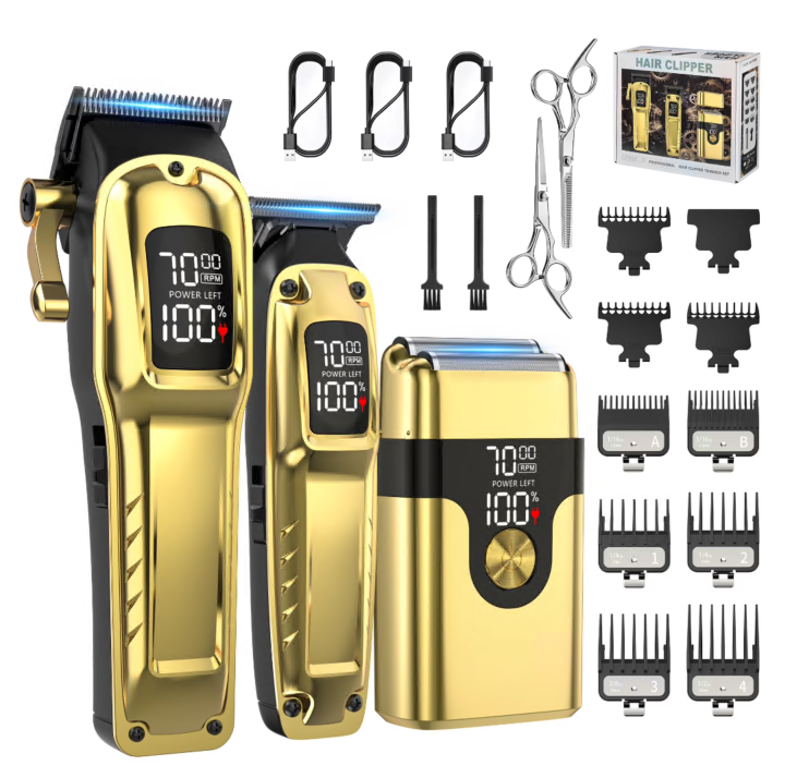 Professional Hair Clipper for Men, 3 in 1 Hair Clipper Beard Trimmer and Electric Foil Shaver Set with LED Display, Cordless Grooming Kit for Home, Travel, Barber, Ideal Gift for Mens