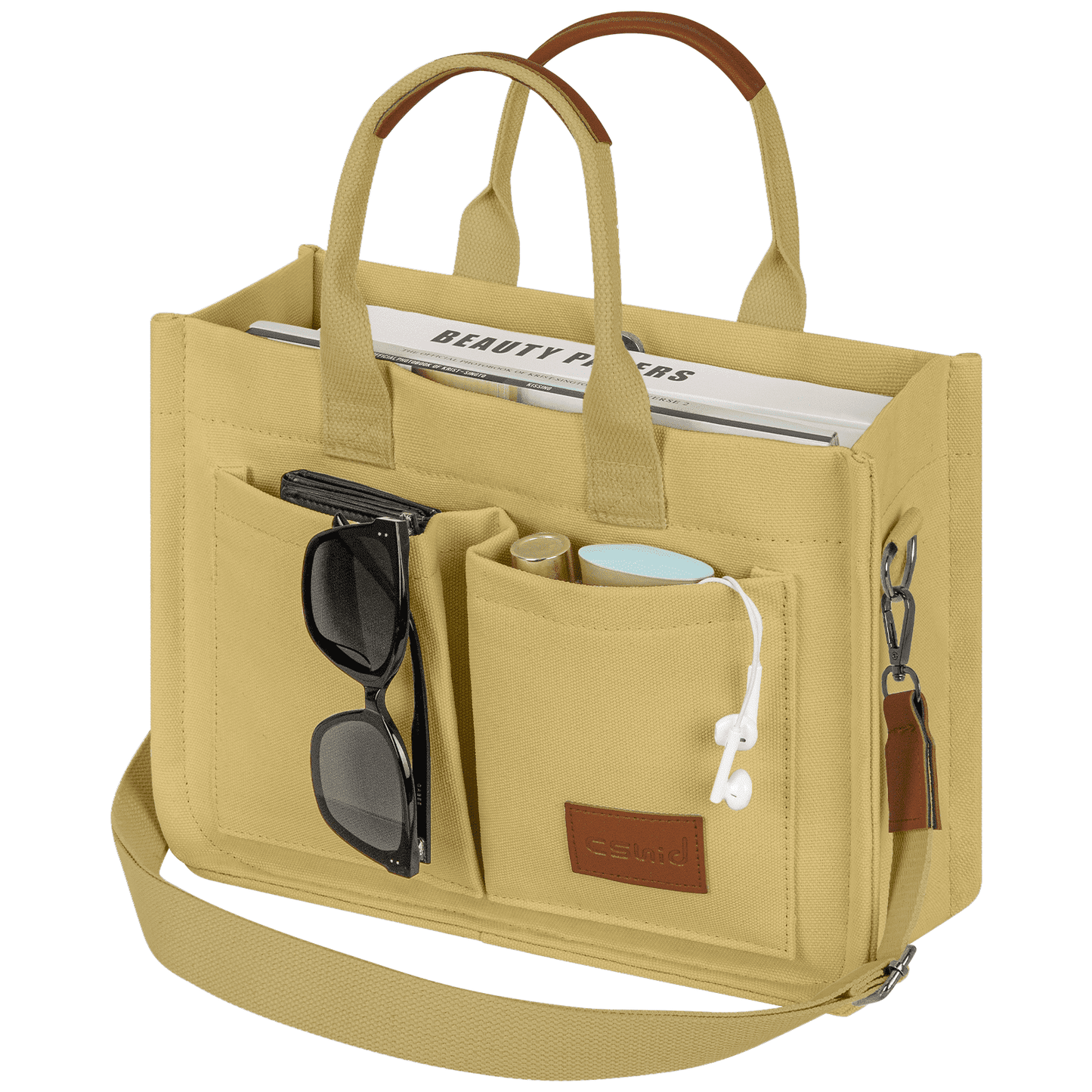 CSD02CTBH0000KK Canvas Tote Bag for Women With Pockets, Laptop Work Crossbody Everyday Satchel, Purses Everything Shoulder Tote Bag Everyday Satchel Handbags Messenger Gym Totes