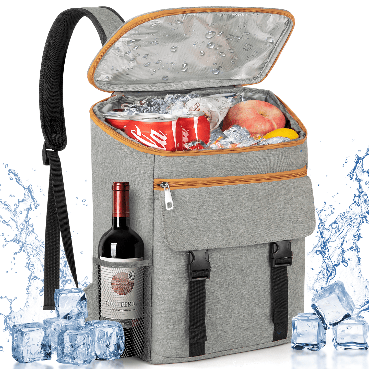 CSD02ICBP0000GY 35 Can Insulated Leakproof Cooler Backpack with Bottle Opener