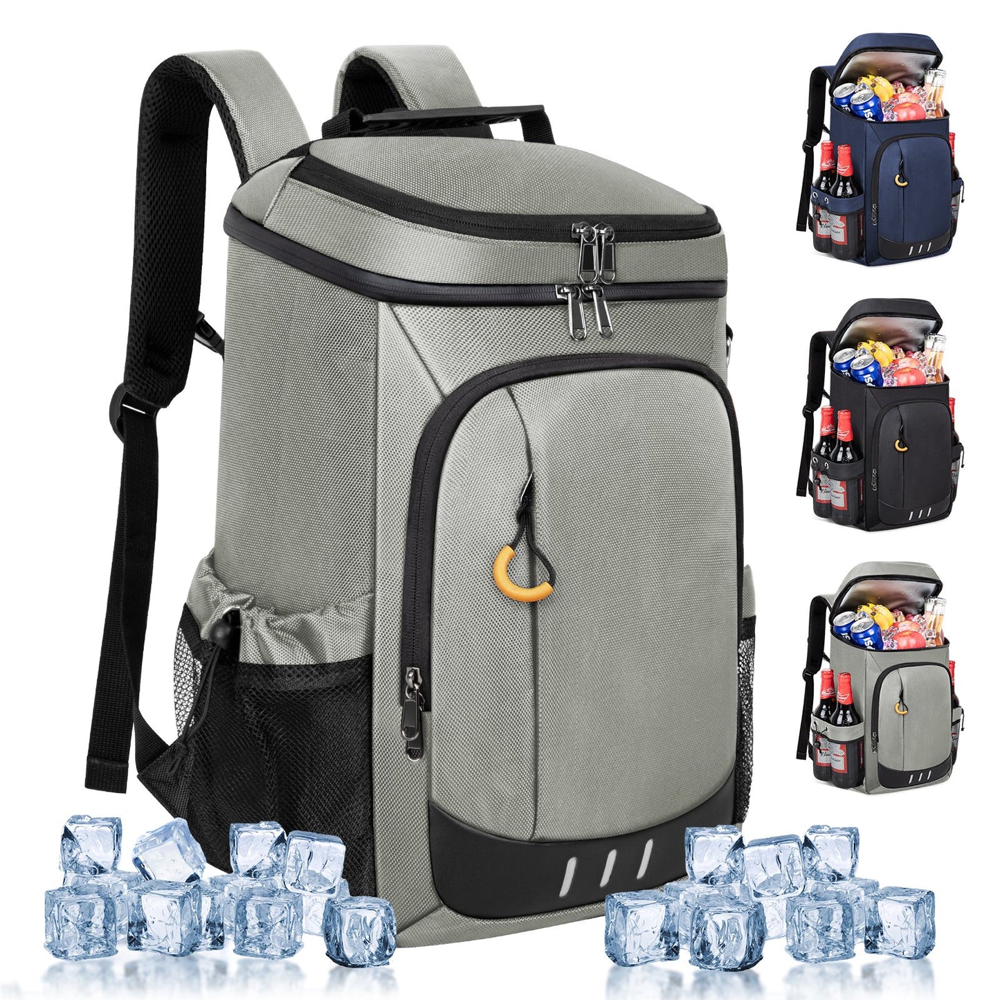 CSD01ICBP2610GY Cooler Backpack - 40 Cans Insulated Leak Proof Backpack Cooler Portable Picnic Camping Beach Hiking BBQ Cooler Bag for Men and Women, Gray
