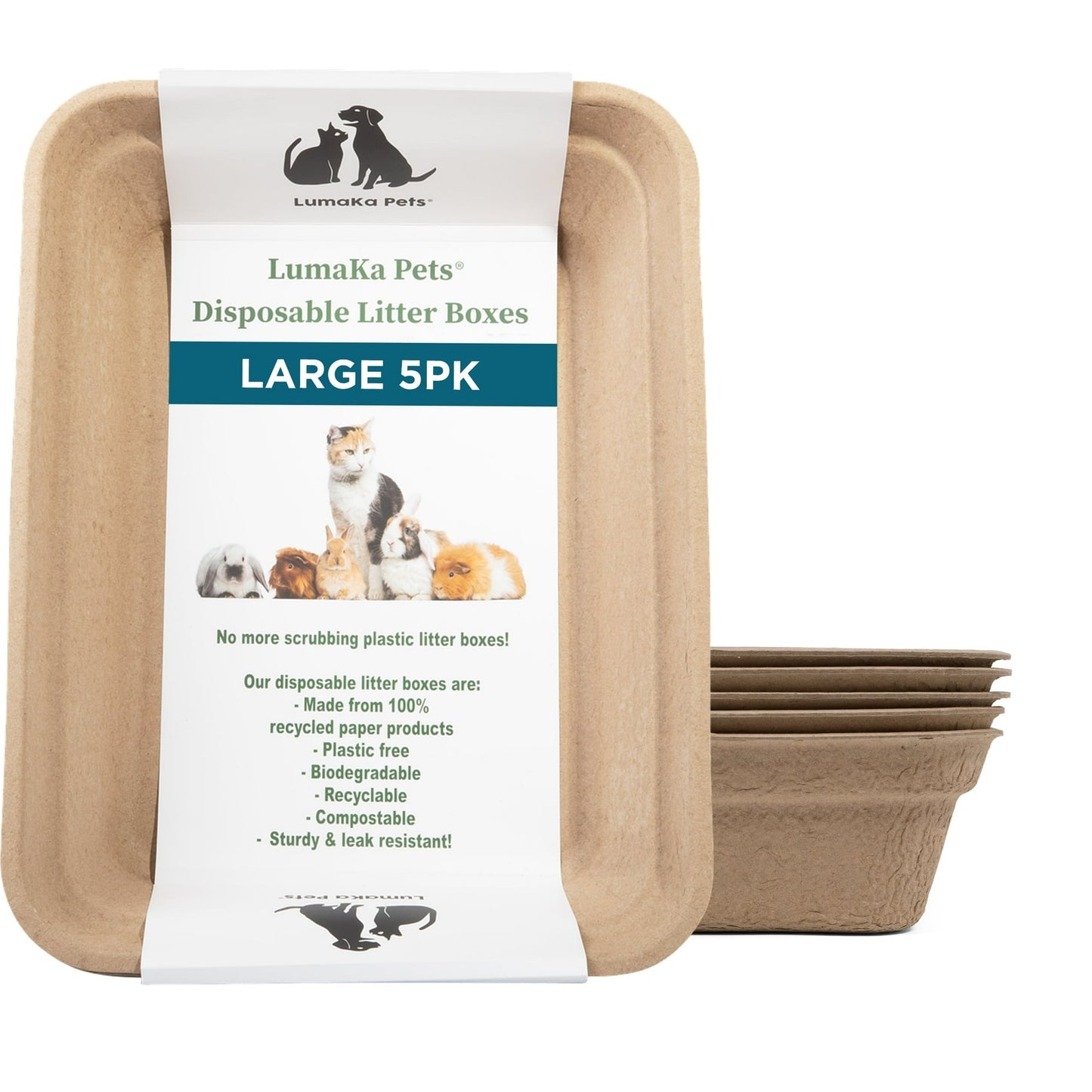 CSD05DCLB0000BE6PCS Disposable Cat Litter Trays (Pack of 5) - Cardboard Liner Tray for Cats Made of 100% Paper