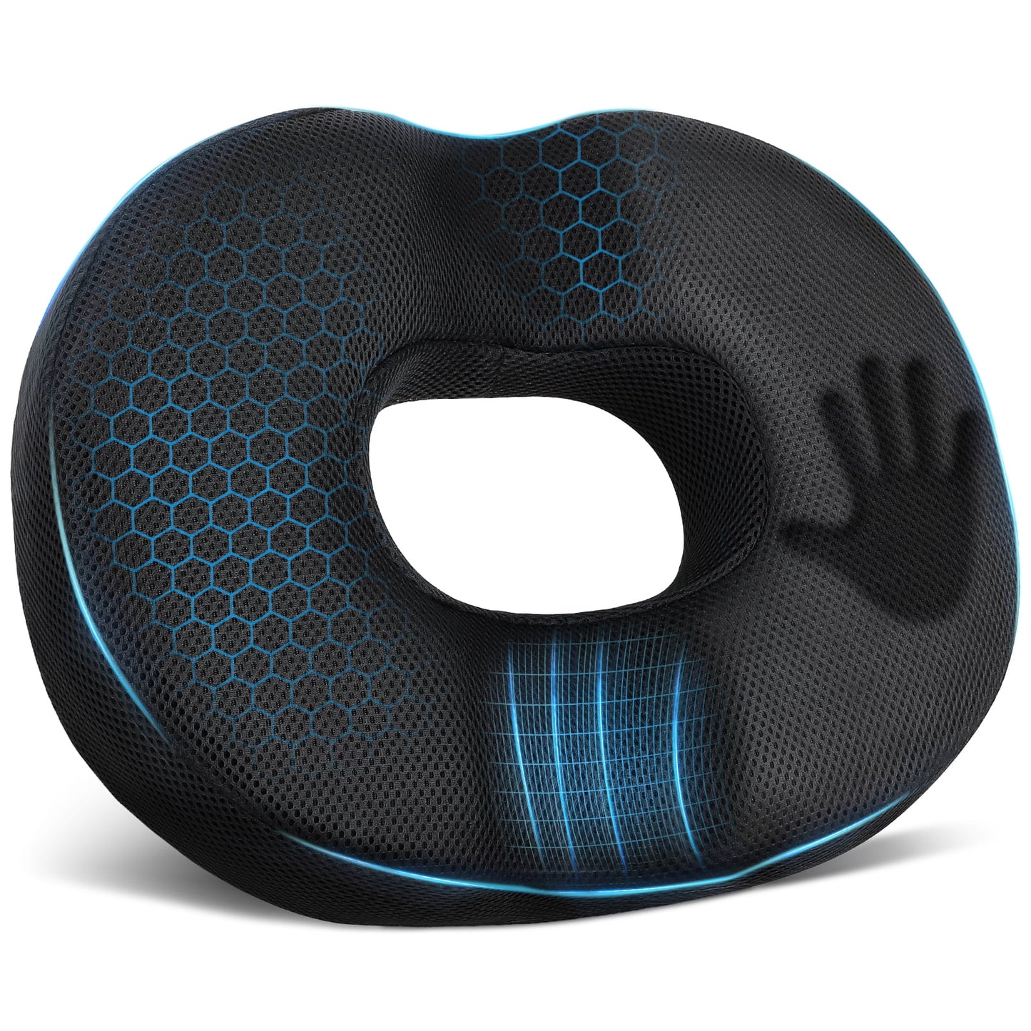 CSD42DSOC0000BK Donut Pillow Seat Cushion Chair Pad for Tailbone Pain Relief and Hemorrhoids, Donut Chair Cushion for Postpartum Pregnancy & Sciatica & Hip, Chair Cushion for Long Sitting Office Workers, Car Drivers