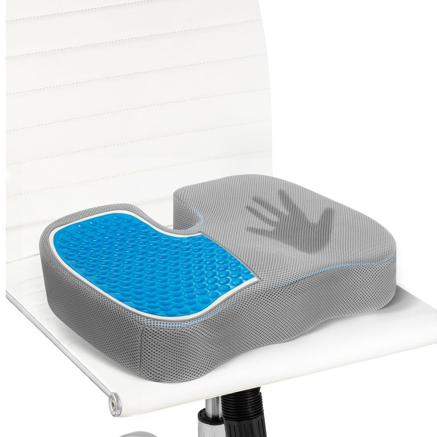 CSD43SCOC0000GY Gel Seat Cushion, Cool Gel & Ergonomic Memory Foam Cushion for Office Chair Cushion - Coccyx Tailbone Sciatica & Back Pain Relief - Desk Chair Cushion for Long-Sitting Office Workers, Drivers(Gray)