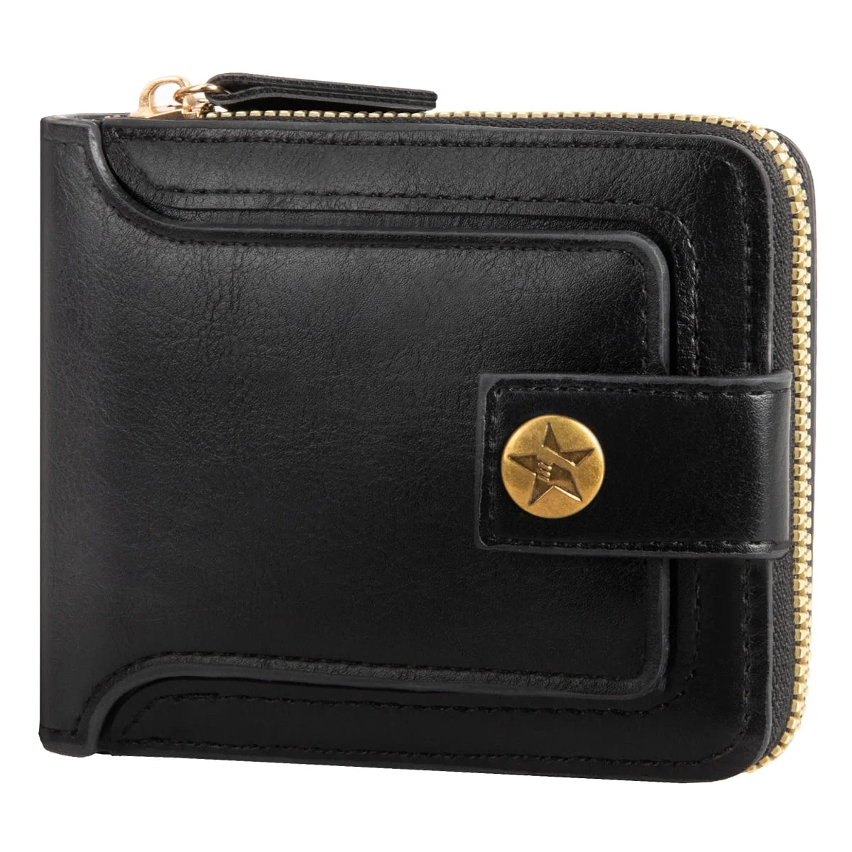 CSD01WFM0LL001BK Genuine Leather Men's Wallet with Zipper Vintage RFID Blocking, Large Capacity Wallet for Men with 7 Credit Card Slots, 3 ID Window, 1 Cash Compartments and Coin Pocket