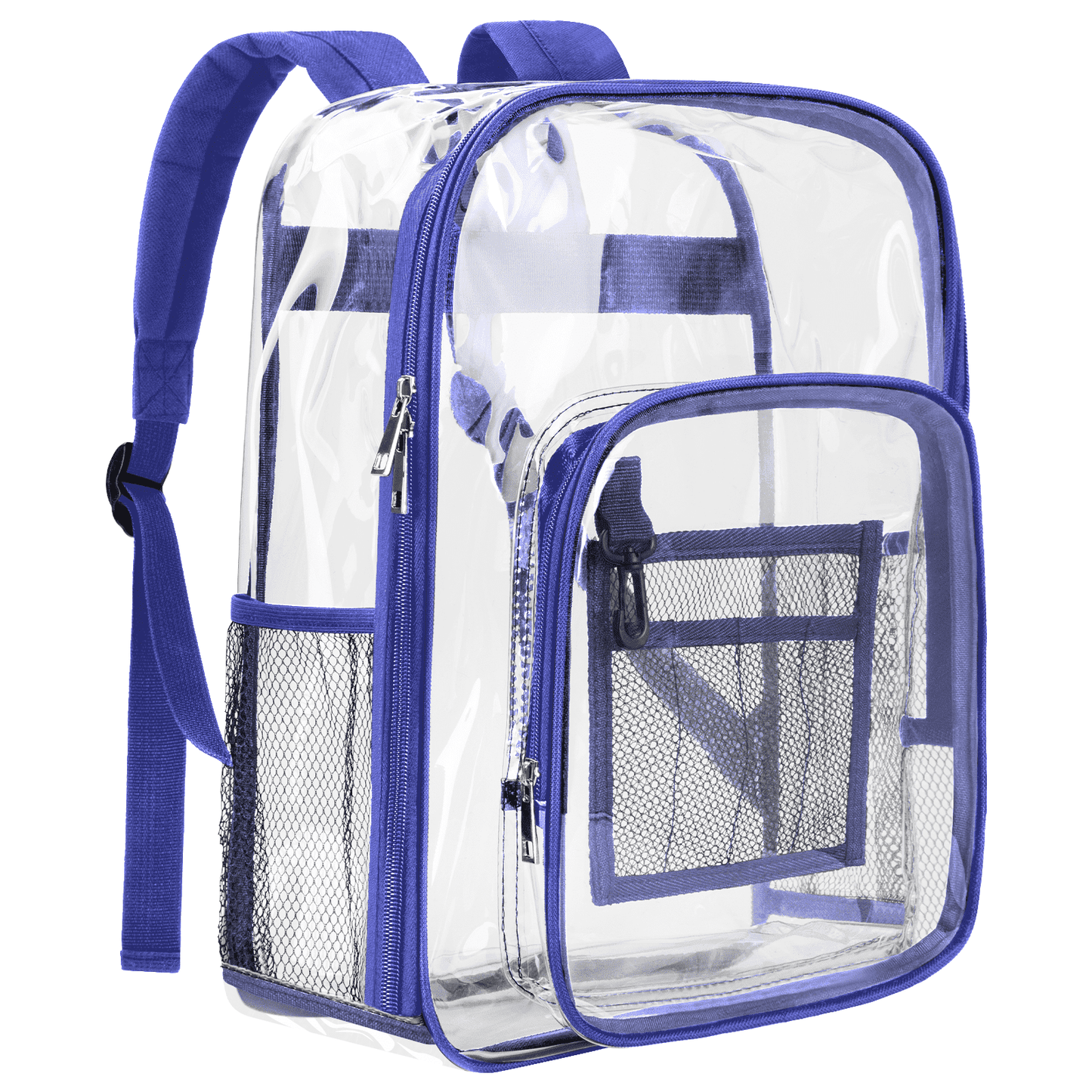 CSD47HDCB0000BU 16" Large Clear Backpack, Heavy Duty PVC Transparent Backpack Stadium Approved with Reinforced Strap College Bookbag with Front Pocket for Workplace Stadium Travel Security Festival College