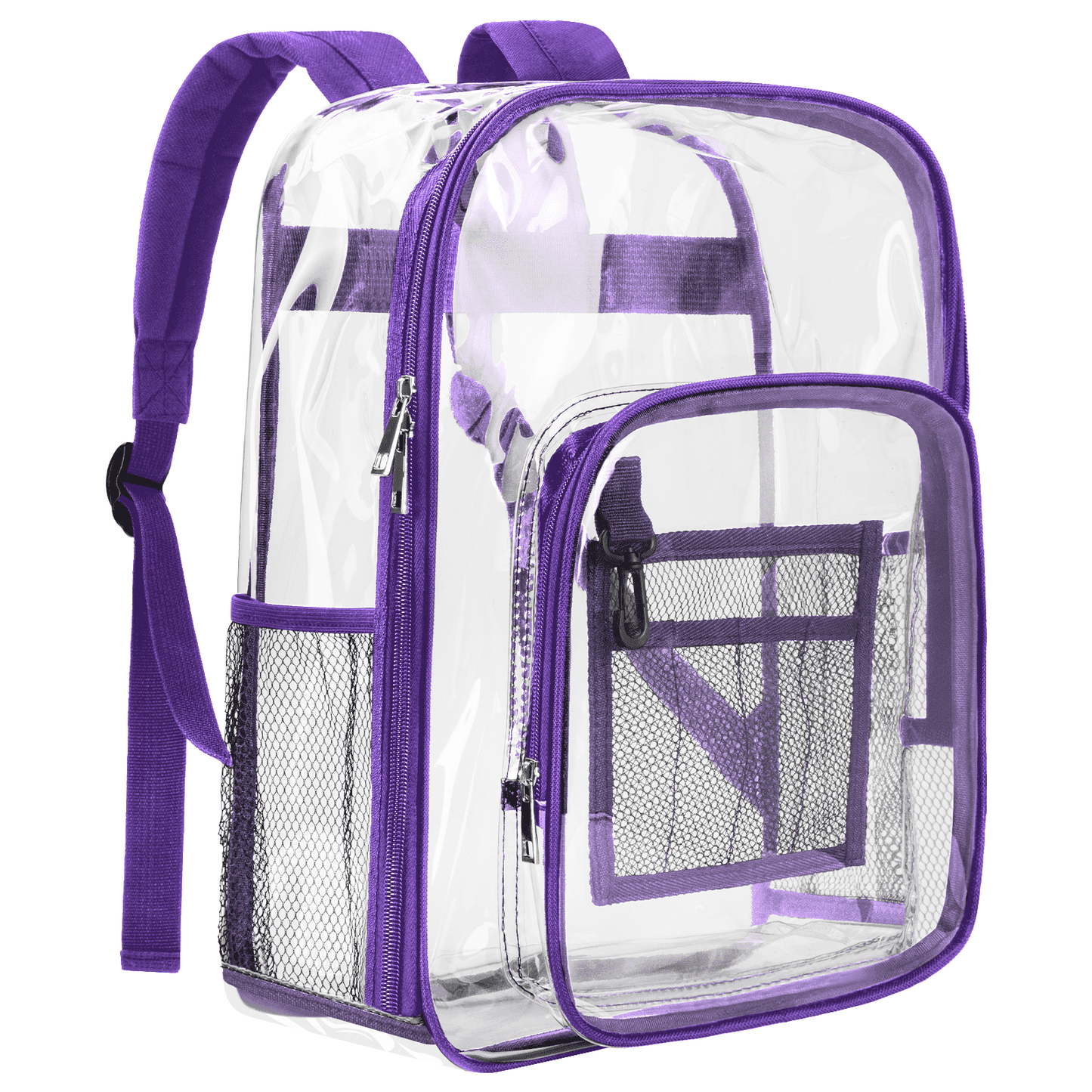 CSD47HDCB0000PP 16" Large Clear Backpack, Heavy Duty PVC Transparent Backpack Stadium Approved with Reinforced Strap College Bookbag with Front Pocket for Workplace Stadium Travel Security Festival College