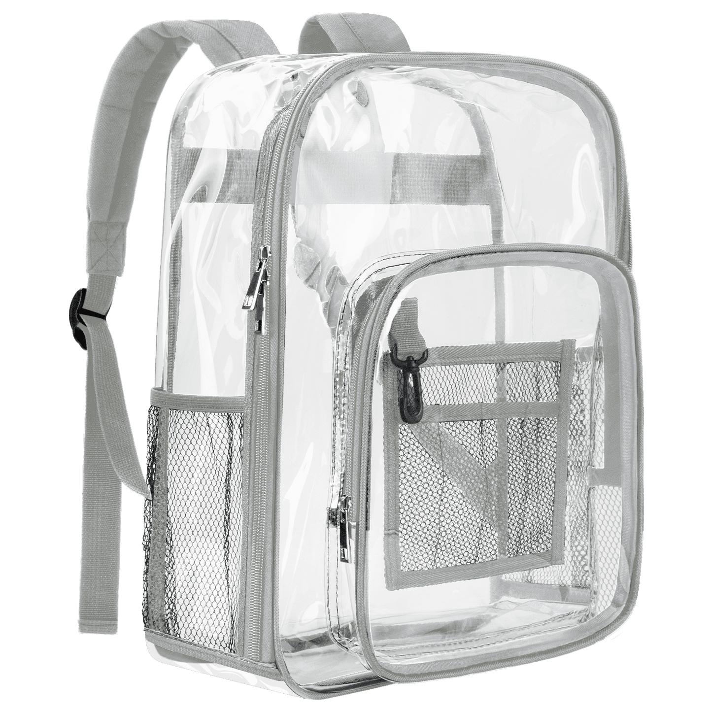 CSD47HDCB0000GY 16" Large Clear Backpack, Heavy Duty PVC Transparent Backpack Stadium Approved with Reinforced Strap College Bookbag with Front Pocket for Workplace Stadium Travel Security Festival College