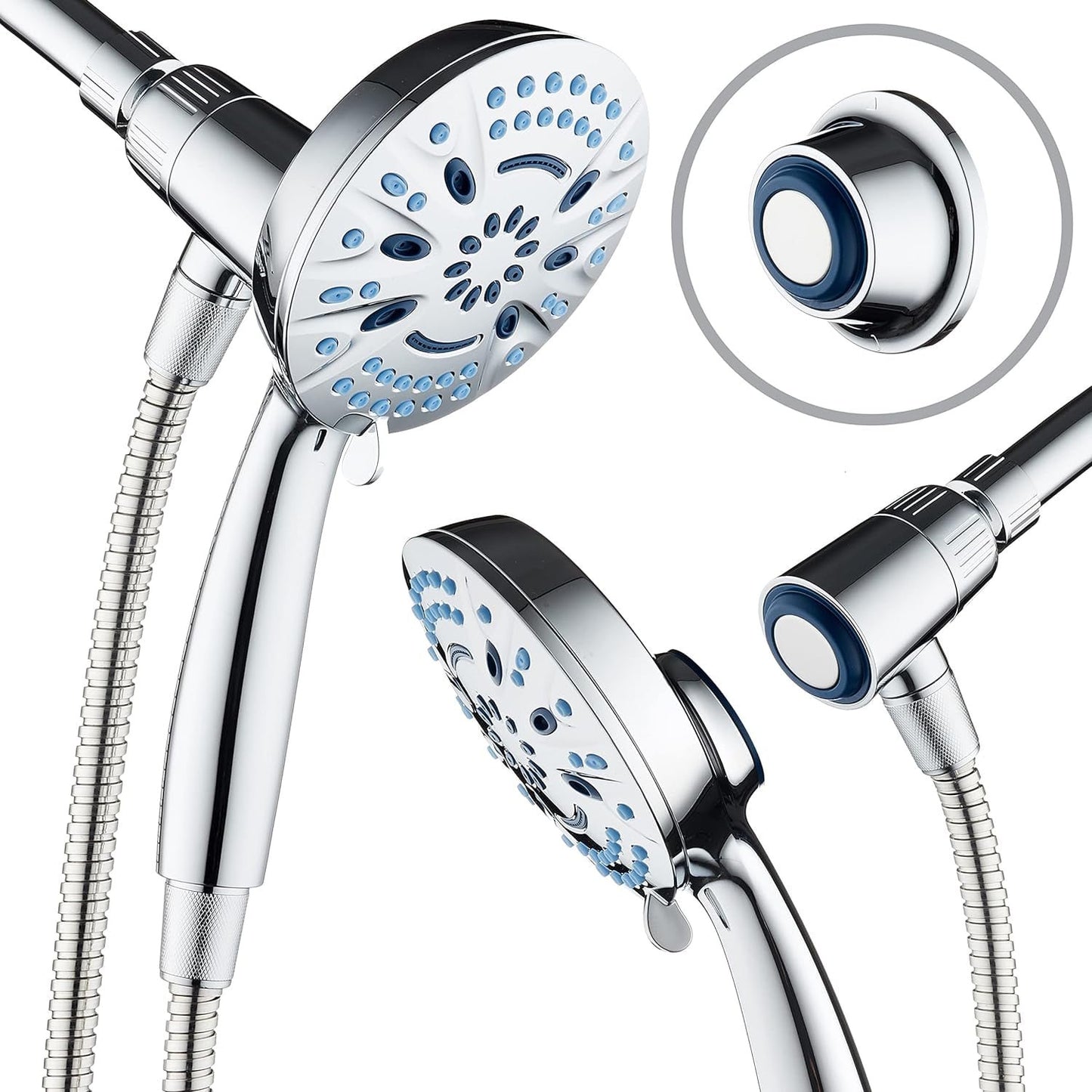 CSD37MDSH0000SR 10 Spray Mode Filtered Shower Head with Handheld, High Pressure Showerhead with Magnetic Docking Brackets, Detachable Shower Head for Bathroom, Anti-clog & Powerful to Clean Tile & Pets, Chrome