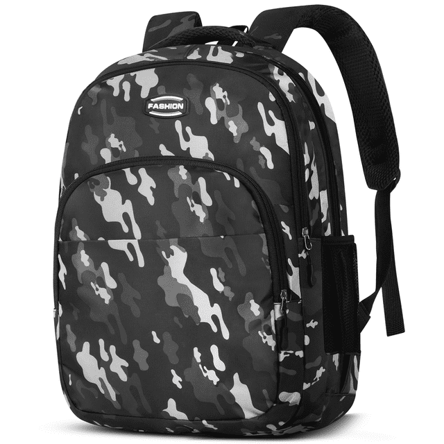 CSD49SBTB0000BK 17" Teen Backpack Travel Bag for Men Women, Book Bag with Front Zip Pocket, Waterproof Lightweight Primary Students Bookbags for Girls Boys Bag Bookbags, Adjustable Padded Mesh Straps