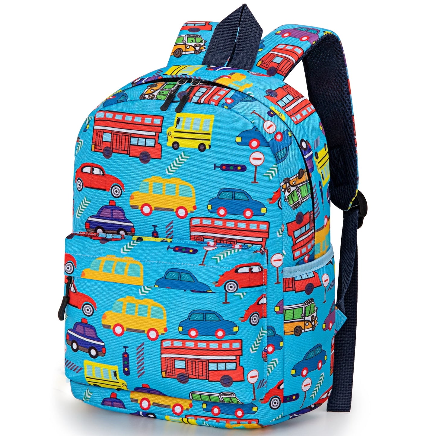CSD49KDSB0001BL Preschool Backpack For Boys Girls 2-4, Toddler Backpack for School Girls and Boys, Preschool Kindergarten Elementary Daycare Backpack For School & Travel Bookbag, 11" H Kids Backpacks, Blue Cars