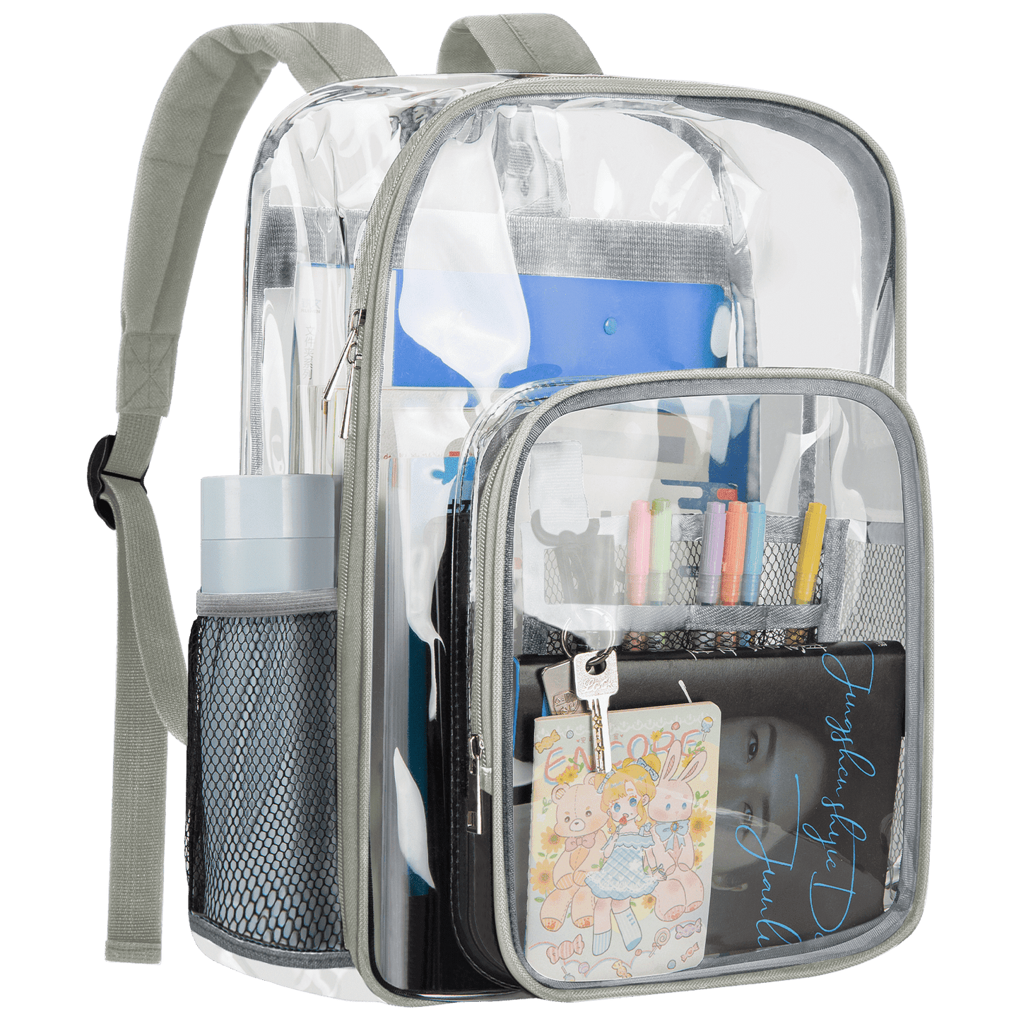 CSD46HDCB0000GY Large Transparent Backpack, Clear Backpack Heavy Duty with Water-Resistant PVC Plastic and Ruggedly Shoulder Straps, for Work, Workplace, Stadium, Travel, Security, Festival, College